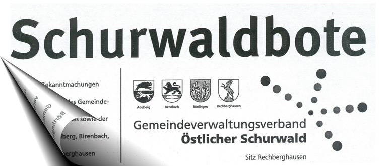 Ein beispielhaftes Bild des Mitteilungsblatts mit der Aufschrift "Schurwaldbote"